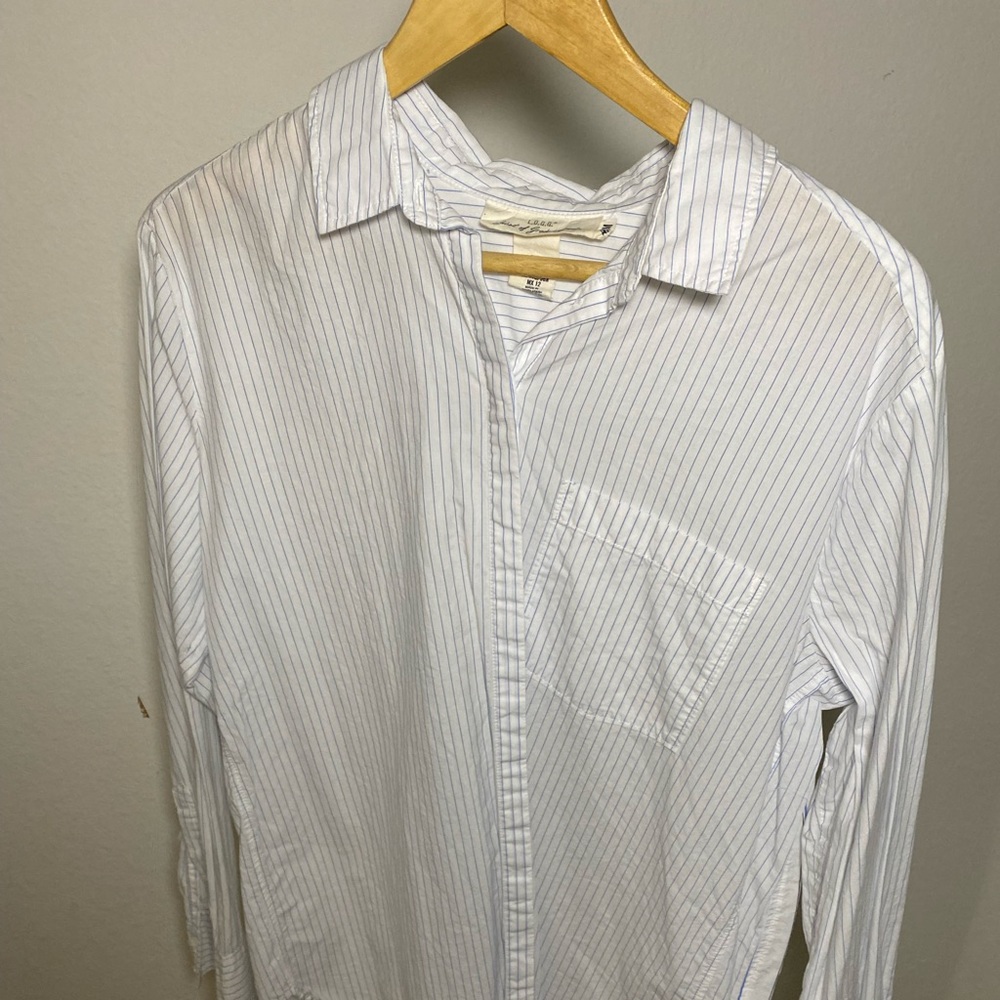 H&M blue and white stripe button down